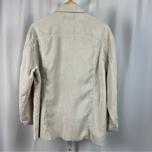 Love Tree Medium Corduroy Boho Beach Raw Hem Shacket Button Down Shirt Trucker - Picture 2 of 8